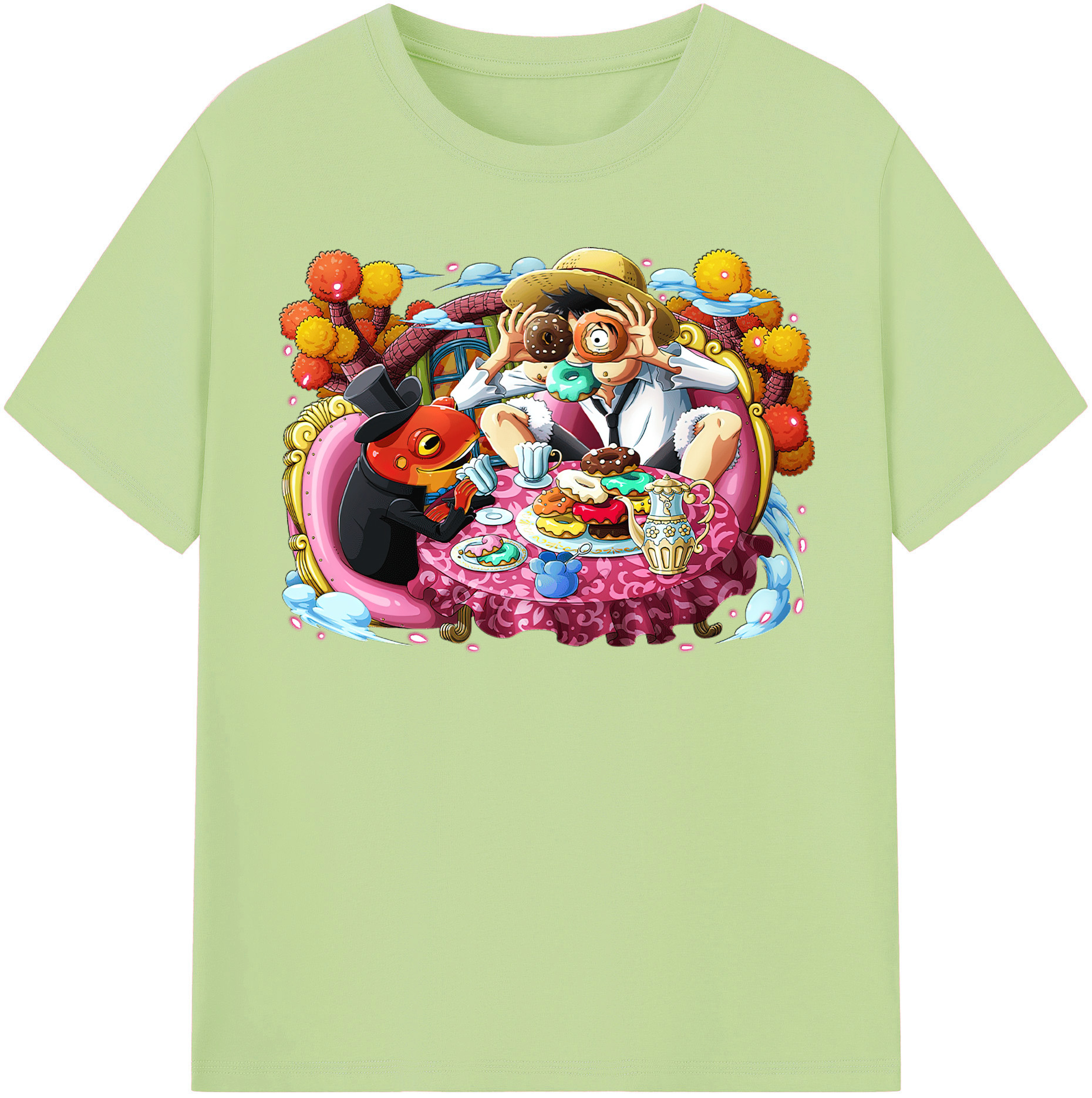 ワンピース モンキー・D・ルフィ ONE PIECE Monkey D. Luffy 綿100％半袖Tシャツ（フロントプリント）